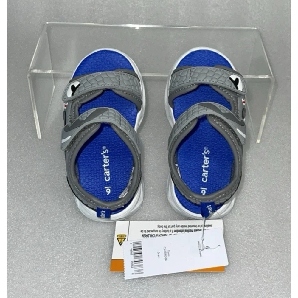 Carter's Tanis Shark Light Up Sandals Adjustable Straps Toddler Boys Size 6M NEW